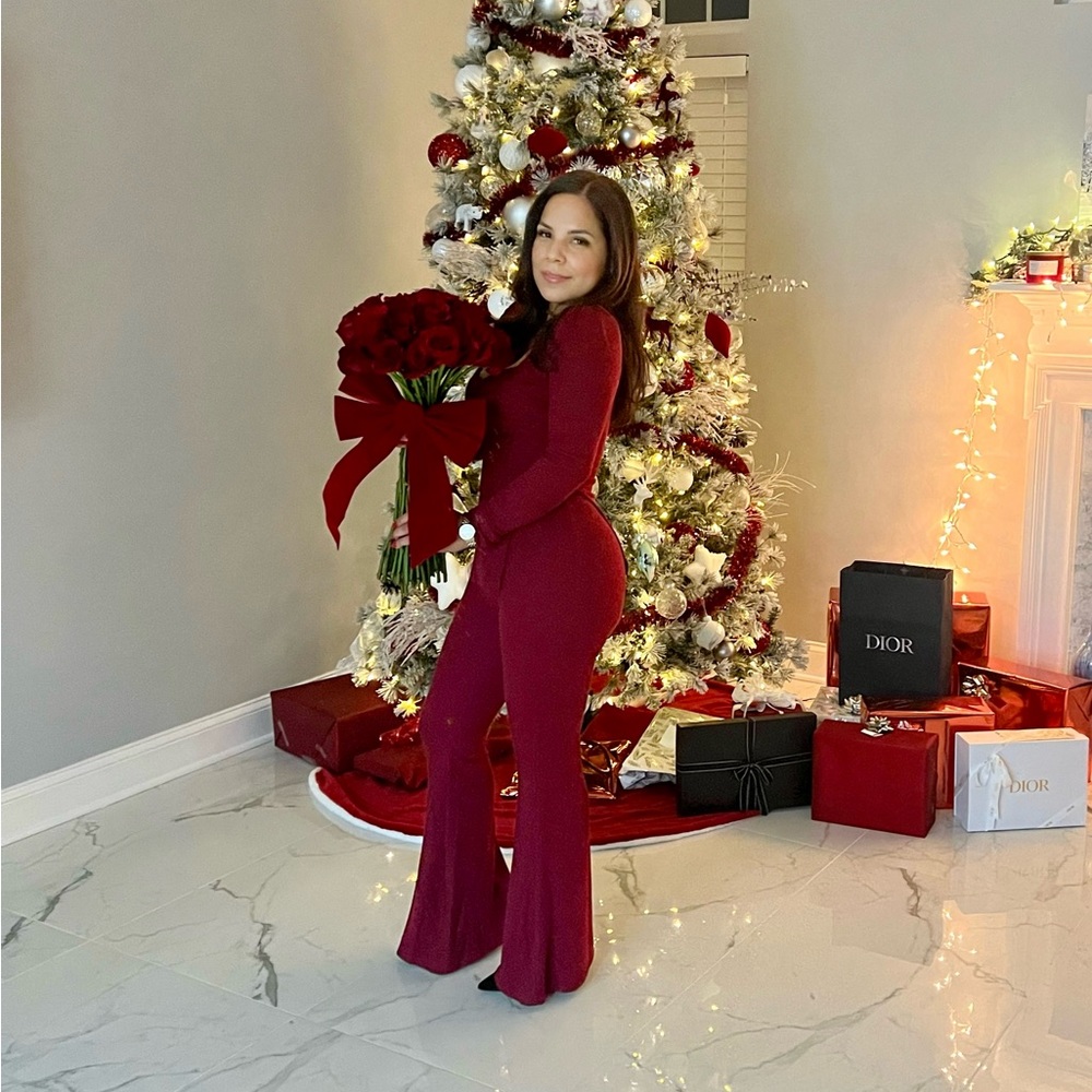 Knit pant set burgundy